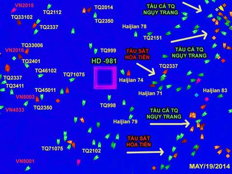 TÌNH HÌNH NGOÀI KHƠI 19/5/2014 - 152 TÀU CHẤP PHÁP, HẢI GIÁM, HẢI CẢNH - 67 TÀU SẮT HỎA TIỄN - 16 TÀU HẢI QUÂN TẤN CÔNG, KHU TRỤC, ĐỔ BỘ - 90 TÀU CÁ HỎA TIỄN NGỤY TRANG DÂN SỰ  TỔNG CỘNG 325 TÀU TRUNG QUỐC CÓ VŨ TRANG TRONG VÙNG BIỂN VIỆT NẠM